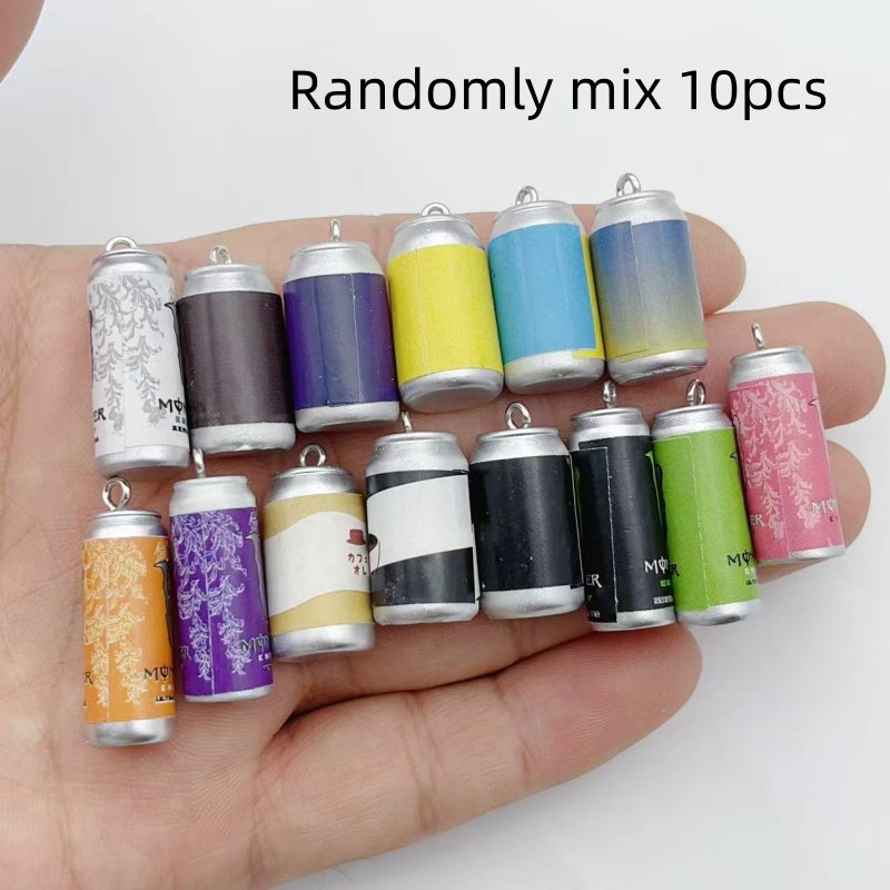 Resin - 10 Stück Mini-Simulations-Getränkedosen-Harzanhänger, bunte Nachbildungen von