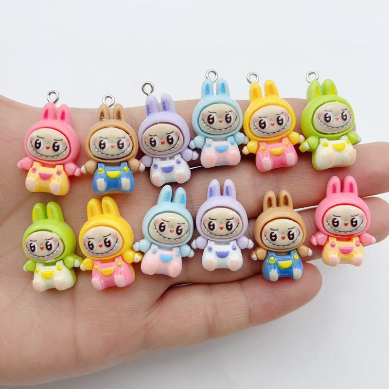 Resin - 10 Stück Kawaii Hasen-Erdbeerhaus Harz-Anhänger, Niedliche